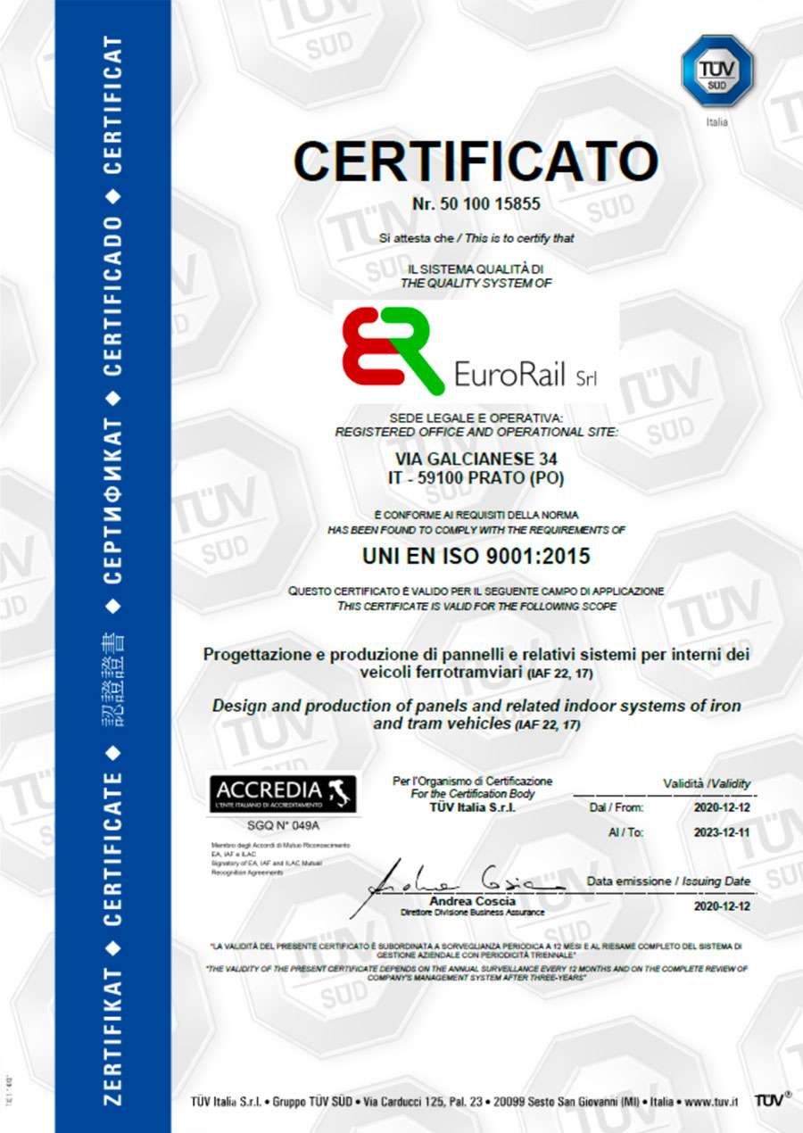 EuroRail Certifications ISO9001